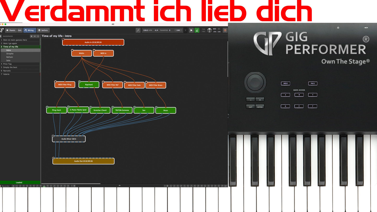 Gig Performer Rackspace - Verdammt ich lieb dich (Mac) - Thorsten Hillmann Keyboard-Sounds